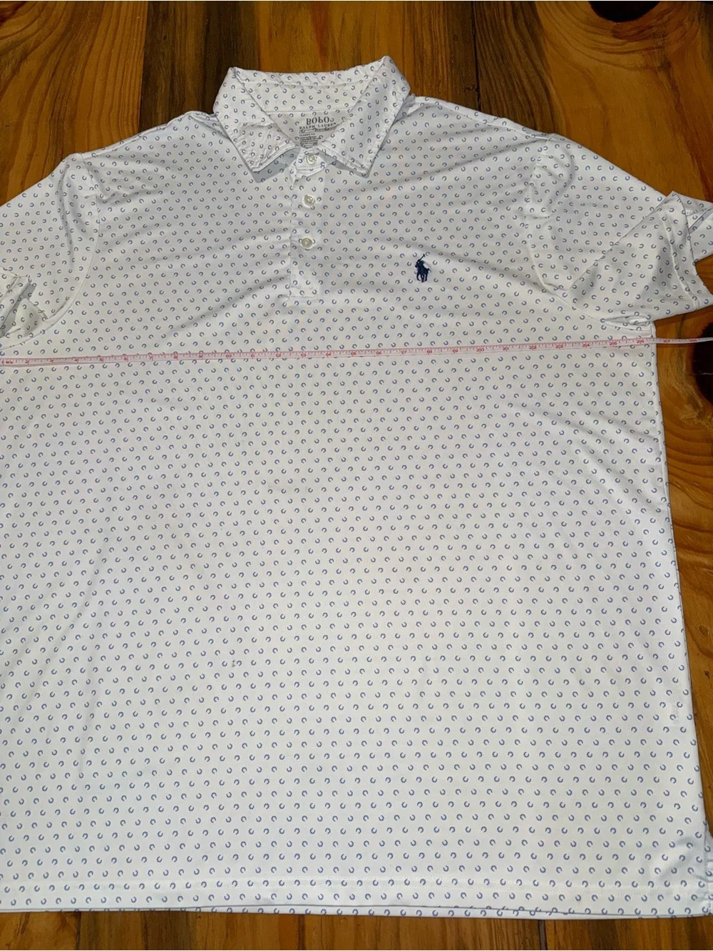 Polo by Ralph Lauren White Polo with Blue Mini Horseshoe Print XL
